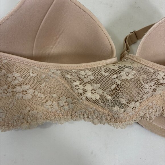 Maidenform One Fab Fit T-Back Underwire Front Close Bra Beige Sz 34DD Coquette - Picture 5 of 6
